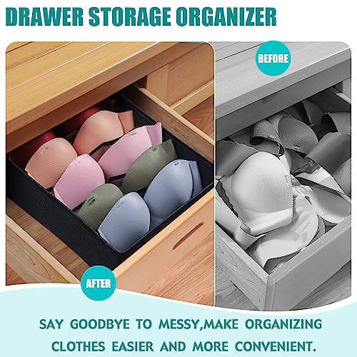 Bra Storage Drawers Organizer for Clothing Underwear Drawer Organizer Dividers Black Foldable Storage Cube Bins for Bra,Socks, Underwear,3 Pack （Black） - color: Black, size: 3 Pack