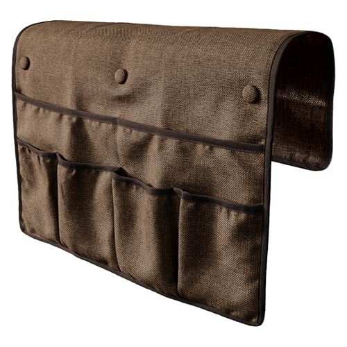 No Tuck Armchair Caddy with Matching Pin Fasteners - 19 x 24 Inches - No Tucking, No Slipping - Armrest Organizer for Recliner and Couch (Brown) - color: Brown
