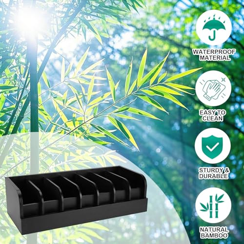 GTI Belt Organizer, 7 Compartments Belt Organizer for Closet and Drawer, Bamboo Display Case for Tie and Belt, Belt Storage Organizer for Men Women (Black) - color: Black, size: 7 Compartments
