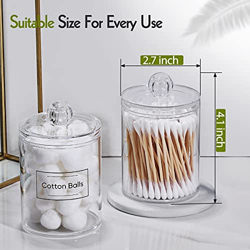 AOZITA 3 Pack Acrylic Qtip Holder Dispenser for Cotton Swab, Ball, Round Pads, Floss Picks - 10 oz Clear Plastic Apothecary Jar Set for Bathroom Canister Storage Organization, Vanity Makeup Organizer - color: Clear, size: 3 Pack