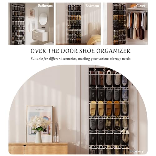 homyfort Over the Door Shoe Organizer, 40 Large Breathable Mesh Pocket,Space Saving Hanging Shoe Rack,Shoe Storage Holder for Entryway Bedroom Closet - color: Oxford-like Black, size: 1 Pack 40 Pockets