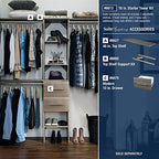 ClosetMaid SuiteSymphony Wood Closet Organizer Starter Kit with Tower and 3 Hang Rods, Shelves, Adjustable, Fits Spaces 4 – 9 ft. Wide, Graphite Grey - color: Graphite Grey, style: Starter Tower Kit