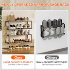 Homeiju Hanging Shoe Organizer,2 Pack Wall Mounted Shoe Rack Holds 12 Pairs,Space Saving Metal Wall Shoe Rack,Hanging Shoe Rack Shoe Holder for Small Space,Entryway,Closet,RV,Camper (Grey) - color: Grey