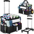Large Rolling Cleaning Caddy with Detachable Trolley, Cleaning Supply Organizer Bag with Wheels & Multi-Pockets, Water-Resistant Cleaning Cart on Wheels for Housekeeping, Cleaner