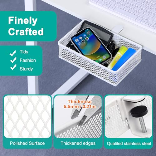 Under Desk Drawer Organizer - Clamp-On Above or Below Desk Mesh Drawer for Office Accessories, Storage Tray, and Desktop Organizer (White - Small) - style: White - Small