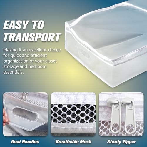 HIBAG 20 Gallon Under Bed Storage Containers, Underbed Clothing Storage Bins, Clear Plastic Organizer with Reinforced Handles, for Clothes Comforters Blankets Towels Pillows Bedding (2 Pack) - size: 20 gal Underbed - 2 pack