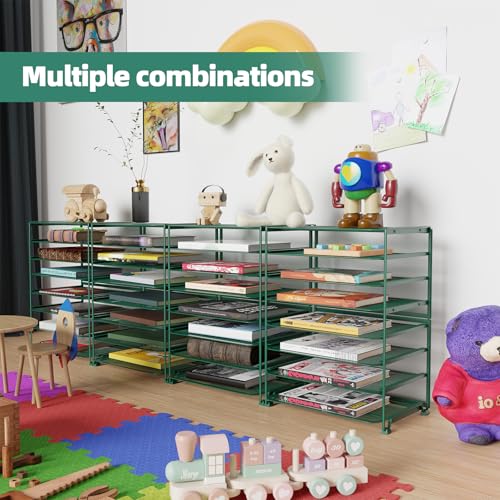 Simple Trending 2 Pack 8 Tier Letter Tray Paper - Mesh Desk File Organizer for Office School Desktop, Green - color: 2 Pack 8 Tier Green-Mesh Desk
