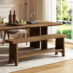 HOKYHOKY Solid Wood Entryway Bench - 54.3" Farmhouse Long Storage Bench, Rustic Narrow Bench Seat for Indoor, Entryway, Dining Room, Living Room and Hallway, Brown - size: 54.3"