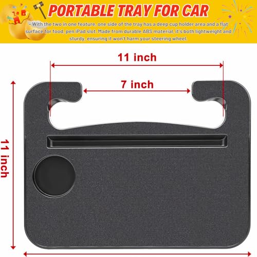 2-in-1 Steering Wheel Desk - Steering Wheel Tray Table with Seat Gap Filler Organizer | Car Food Tray for Driver | Car Desk for Laptop & Eating - Work Road Trip Essentials Accessories - style: Steering Wheel Tray