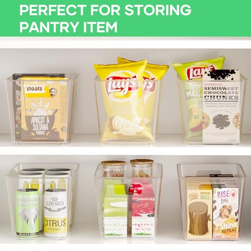 12 Pack Clear Plastic Storage Bins, 11" Large Pantry Organizer Bins with Handles, Plastic Containers for Refrigerator,BPA-Free Perfect for Kitchen,Fridge,Cabinet,Pantry,Bathroom,Closet Organization - color: 12 Pack