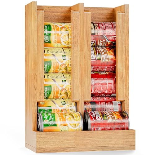 HOMESTEAD Wooden Can Organizer for Pantry, Solid Wood Canned Food Rack, Holds Standard 14.2 oz Cans, Space-Saving Kitchen Storage for Cabinets & Countertops, Natural - color: Natural