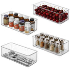 Hudgan 4 Packs Refrigerator Organizers and Storage, 4 Small Stackable Clear Plastic Bins for Pantry Organizer, Home Edit, Kitchen Cabinet, Fridge, Bathroom, Office, Drawer - size: 4S