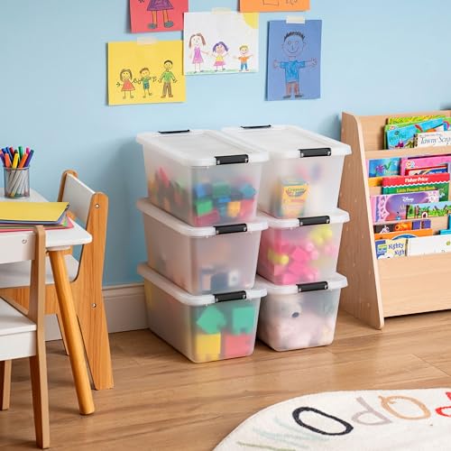 IRIS USA 6-Pack Clip Box with Latching Lids, 13 Quart Craft Storage Bins, Art & Writing Supply Containers for Home, Office & Classroom Organization - size: 13.5 Qt, style: 6 Pack