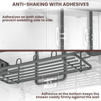 REINHARDT Shower Caddy Hanging, Rustproof Bathroom Caddy Anti-Swing Shower Organizer No Drilling Bath Racks with Soap Holder Multi Hooks Bathroom Storage for Shampoo Sponge, Grey - color: Grey