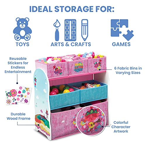 Delta Children Design and Store 6 Bin Toy Storage Organizer, Trolls World Tour - color: Trolls World Tour