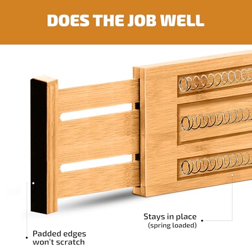 6-Pack Drawer Dividers - 6 Inches High, Adjustable 11 to 17 Inches Bamboo Drawer Organizers, Large Deep Expandable Separators for Clothes, Dresser, Bedroom, Bathroom, Baby , Office, Kitchen Utensils - color: Bamboo, size: 6-Inch High