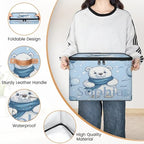Custom Storage Basket with Name, Personalized Storage Bins with Zipper Lid, Foldable Fabric Storage Box Large capacity with Handle Balloon Bear - color: Option 17