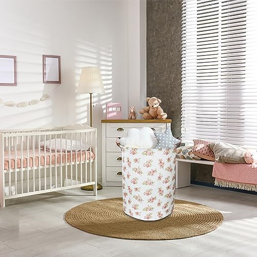 NTAOHAMPER Pink Flower Laundry Hamper, laundry Basket, Nursery Hamper,Waterproof Storage Bin for Bedroom,Clothes Organizer Basket, Room Decor(Pink Flower) - color: Pink Flower
