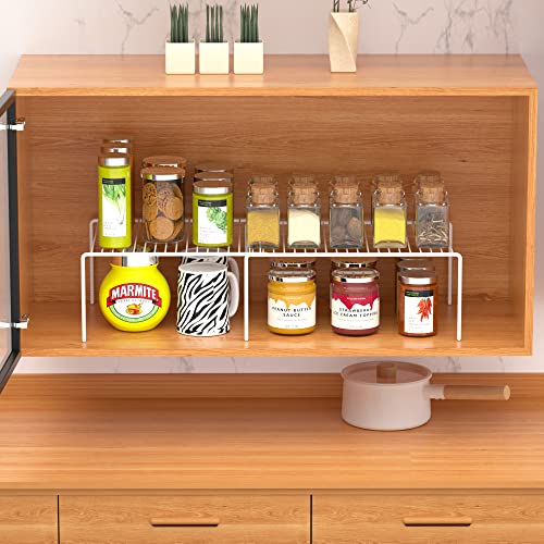 iPEGTOP Expandable Freezer Cabinet Storage Shelf, 2 Pieces Rustproof Spice Rack, Adjustable Kitchen Organizer Counter Fridge Pantry Shelf Space Saver (White) - color: White