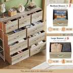 WLIVE 9-Drawer Dresser, Fabric Storage Tower for Bedroom, Hallway, Nursery, Closet, Tall Chest Organizer Unit with Fabric Bins, Steel Frame, Wood Top, Easy Pull Handle, Greige - color: Greige