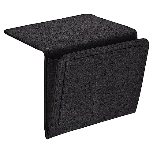 PATIKIL 11in Bedside Caddy, Bed Caddy Bedside Organizer Hanging 5 Pocket Soft Felt Bed Pockets Bedside Storage Organizer Remote Control Holder for Bedroom Phones Glasses, Grey - color: Grey, size: 10.6*8.6inch