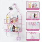 TreeLen Pink Shower Caddy Over Shower Head, Pink Bathroom Accessories, Gift for Girlfriend, Wife, Little Girl - color: Pink
