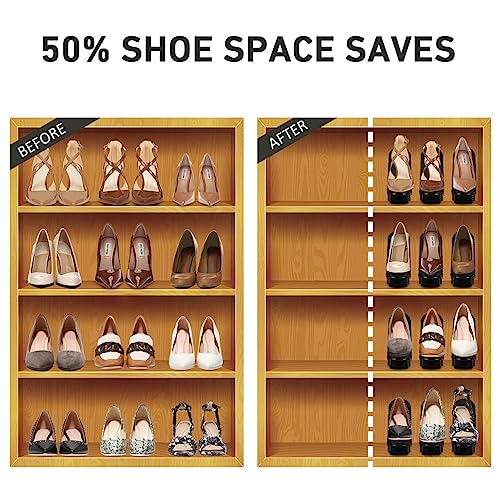 NVGSN Shoe Slots Organizer 20 Pack - Shoe Stackers for a Pair Of Shoes, shoe storage Shoe Space Savers 50%, 4 Levels Adjustable Thickening Double Layer shoe holders shoe organizer for closet, Black - color: Black, size: 20pack