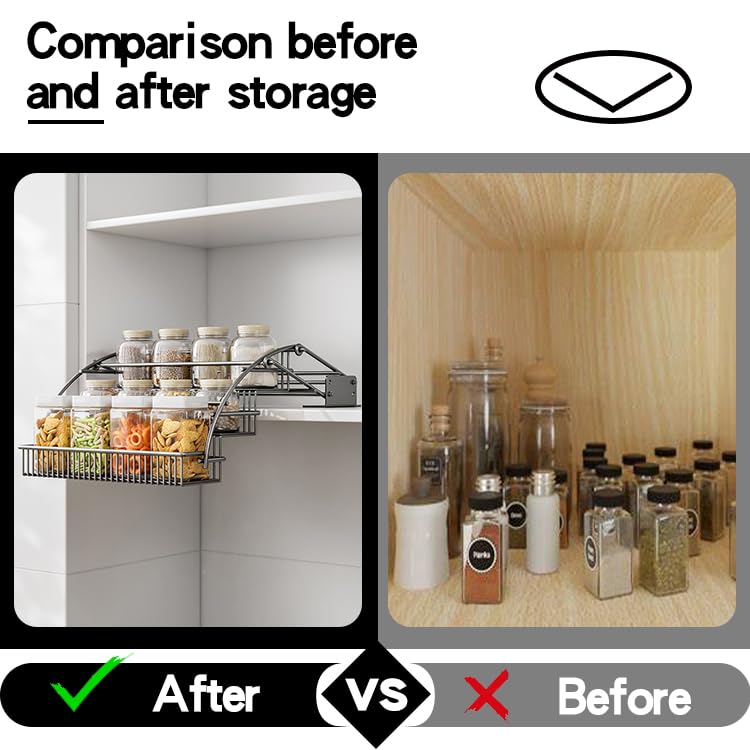 3-Tier Pull Down Spice Rack Organizer for Inside Cabinet Pantry Expandable Display Riser Shelf Kitchen Seasoning Shelf(27.5cm/10.8in) - size: 27.5 cm/10.8 in/Gun