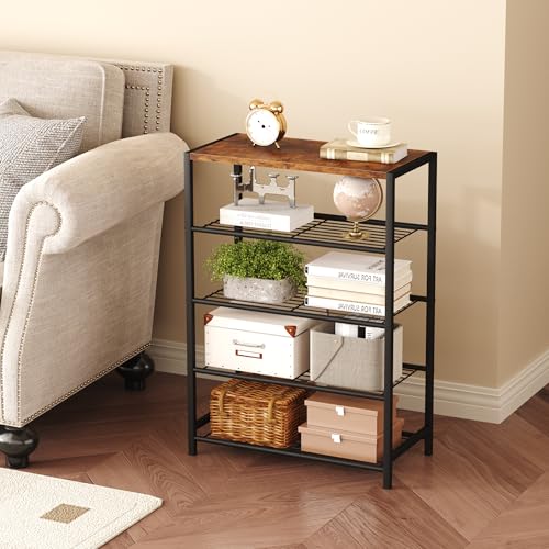 HOMEFORT 5-Tier Shoe Rack, Shoe Storage Shelf with MDF Top Board, Shoe Rack Organizer, Each Tier Fits 3 Pairs, Entryway Shoe Stand with Sturdy Shelves, Rustic Brown - color: Rustic Brown, size: 5-Tier (11.8"D x 23.23"W x 32.68"H)