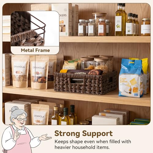 GRANNY SAYS Wicker Basket for Organizing, Wicker Storage Baskets for Shelves, Woven Baskets for Pantry Storage, Decorative Basket, Brown, 1Pack - color: Brown, size: 13"L x 10¾"W x 4¾"H