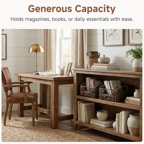 StorageWorks Pantry Baskets for Organizing, Water Hyacinth Storage Baskets for Shelves, Small basket with Built-in Handles, Pantry Organizers and Storage, Brown, Set of 2 - color: Dark Brown(Water Hyacinth), size: 2x 8½"L x 10"W x 7½"H