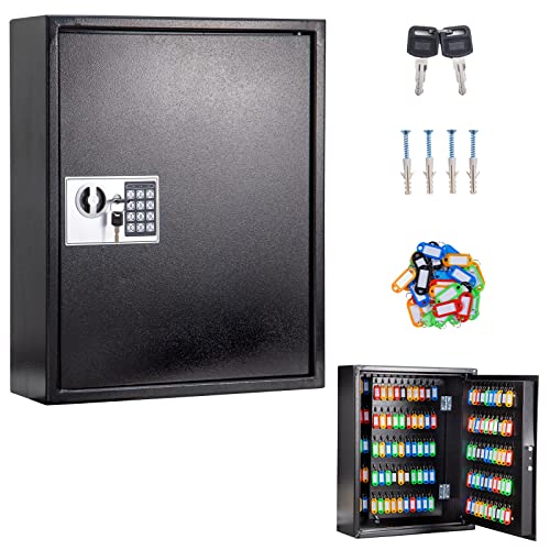 UMEKEN Key Box Wall Mount 200 Position Valet Digital Key Cabinet Lock Box with Code, Electronic Vehicle Key Holder Lockbox with Key Tags, Car Key Organizer Locker Box, Black - style: 200 KEY