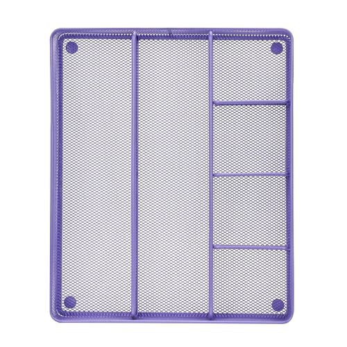 Annova Desk Top Organizer Tray for Office Organization - Metal Mesh - Storage Tray with Dividers for Pens, Desktop Accessories, Bathroom, Kitchen, Makeup and Office Supplies (Large, Purple) - color: Purple, size: Large