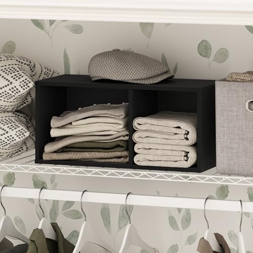 Furinno Reed 2-Tier Closet Organizers and Storage, Closet Organizer, Open Shelf Closet Storage, for Wardrobe, Bedroom, Living Room, 10-Inch Width, Blackwood - color: Blackwood, size: 2-Tier; 9.8" W