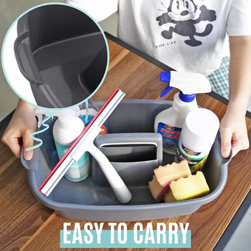 Cleaning Caddy Organizer with Handle, Gray Plastic Bucket for Cleaning Supplies Products, Cleaning Tool Storage Tote, 2 Pack - color: Gray, size: 2 Pack