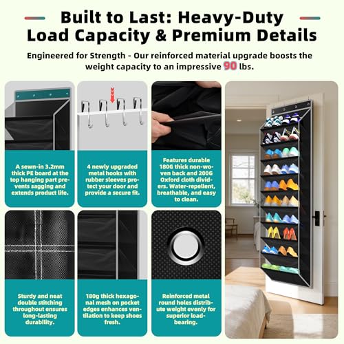 PAULONE 10-Pocket Multi-Use Over the Door Organizer, Heavy Duty 95lbs Capacity with Breathable Mesh, Versatile Hanging Storage for Shoes, Toys, Office Supplies-Classic (Black, 10-Shelf,) - color: Black, size: 10-Shelf,