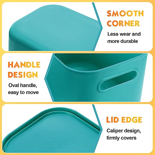 Hoolerry 8 Pieces Colorful Storage Bins with Lid, Plastic Storage Basket Organizing Container Stackable Box with Handle for Shelves Desktop Playroom Office(14.2 x 10.2 x 9.5 Inch,Multi-colored) - color: Multi-colored, size: 14.2 x 10.2 x 9.5 Inch