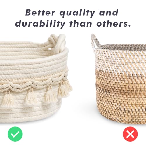 CSC - Toilet Paper Basket, Bathroom organizer, woven rope basket, Tank Top Small Baskets, tank topper, White