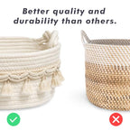 CSC - Toilet Paper Basket, Bathroom organizer, woven rope basket, Tank Top Small Baskets, tank topper, White