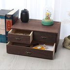 Wood Desktop Organizer Wooden Storage Cabinet with 3 Drawers Tabletop Counter Jewelry Storage Small Organization Box for Home Office Supplies (13 * 9 * 6in)