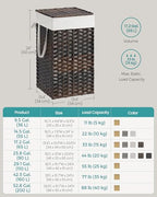 SONGMICS Laundry Hamper with Lid, 17.2 Gallon (65 L) Synthetic Rattan Clothes Laundry Basket with Lid and Handles, Foldable, Removable Liner, Chestnut Brown ULCB165K01 - color: Chestnut Brown, size: 65 L