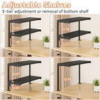 IBUYKE Clamp on Desk Shelf, 22.8” Large Desk Extender Shelves,Tool-Free Flexible Repositioning and Adjustable 2-Tier Storage Shelves for Desktop Accessories Below Desk TMZ010B - color: Black