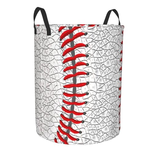 Baseball Laundry Basket Storage Bin Foldable Laundry Hamper Clothes Storage Bucket Organizer 19.6x15.7 Inch For Laundry Room/Bedroom/Bathroom - color: Baseball