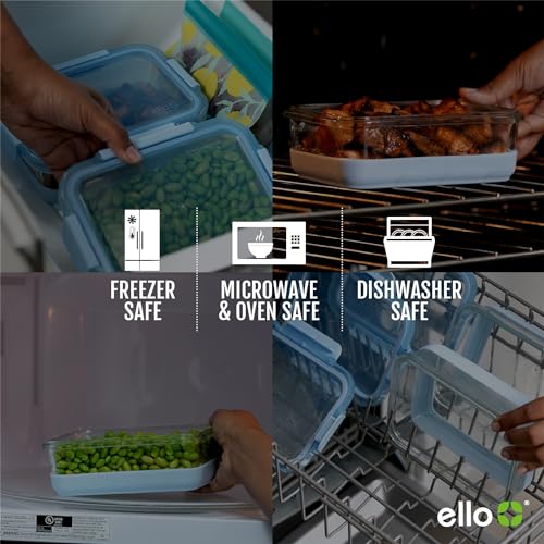 Ello Duraglass 3.4 Cup Meal Prep Sets,Set-Glass Food Storage Container with Silicone Boot and Airtight BPA-Free Plastic Lids,Dishwasher,Microwave& Freezer Safe,Garden Goals,5 Count(Pack of 2) - color: Garden Goals with Boot, size: 3.4 Cup (Pack of 2)