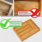 guiogc Kitchen Bamboo Silverware Drawer Organizer，Silverware Organizer and Cutlery Tray with Grooved Drawer Dividers for Silverware, Knives in Kitchen, Bedroom (5 Slot-Natural) - size: 5 Slot