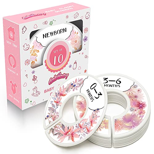 Baby Closet Size Dividers for Clothes - Set of 10 from Newborn to Toddler and 2 Blanks with Colored Box- Flower Designs Baby Closet Organizer for Nursery - Baby Clothes Organizer for Girl - [Floral] - color: Floral