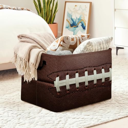 56L Football Laundry Basket Dirty Clothes Hamper with Handles,Foldable Blanket Storage Large Laundry Hamper with Waterproof PE,Toy Storage Bin Organizer,Cube Clothes Organizer,Home Decor - color: Football