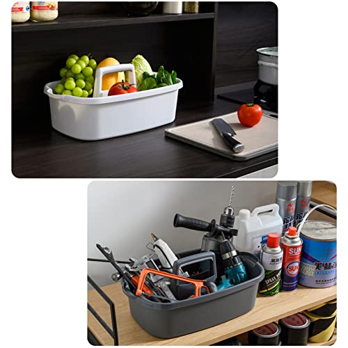 Large Cleaning Supplies Caddy Portable Shower Basket Supply Organizer with Handle Plastic Bucket Tool Storage for Bathroom, Bedroom, Kitchen, College Dorm, Garden, Dark Gray 2 Pack - color: Dark Gray, size: Large, 2pcs