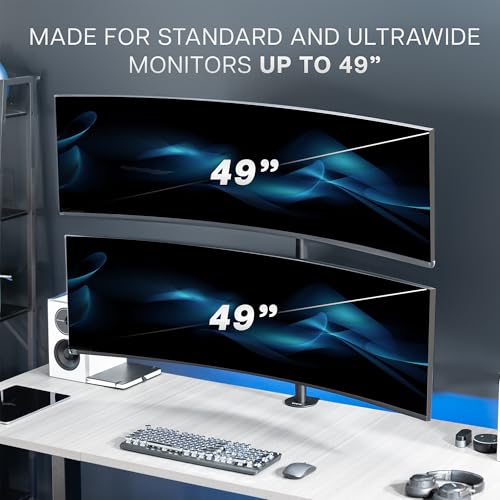 VIVO Dual Vertically Stacked Ultra-Wide Monitor Desk Mount for up to 49 inch Ultrawide Screens, Extra Tall Heavy Duty Adjustable Stand Holds 44 lbs Per Screen, Black, STAND-V202R - color: Black, size: up to 49" screens
