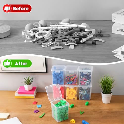 10 Pack Small Clear Storage Bins with Lids - Stackable Plastic Organizer Boxes for Crafts, Art Supplies, Jewelry, Beads, Office Tools - 3.54x3.54x4.53 Inch – Square Medium - size: Clear Square Medium - 10 Pack